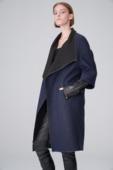 Perle - Navy Brown Wool Coat