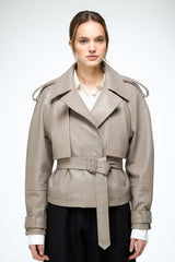 Serena - Beige Leather Jacket