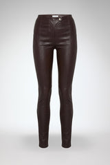 Helga - Pantalon en cuir Bordeaux