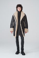 Brown Beige Shearling Coat