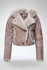 Ida - Veste en peau lainée pierre