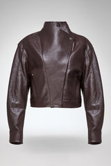 Alina - Dark Bordeaux Leather Jacket