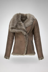 Adila - Stone Shearling Jacket