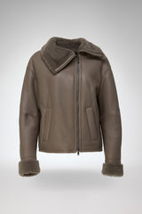 Pia - Stone Shearling Jacket