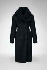 Celina - Black Suede Shearling Coat