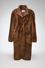 Karin - Manteau en peau lainée marron foncé