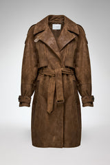 Ira - Olive Leather Coat