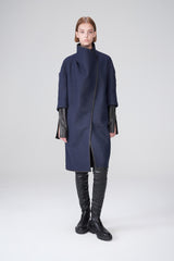 Perle - Navy Brown Wool Coat