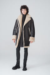 Brown Beige Shearling Coat