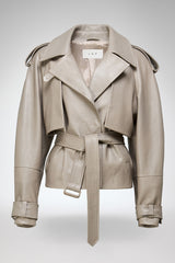 Serena - Beige Leather Jacket