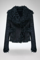 Filipa - Veste en peau lainée noire