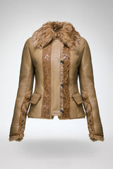 Estela - Veste en peau lainée camel