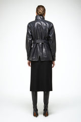 Chiara - Carbon Leather Coat