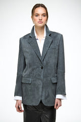 Caterina - Indigo Leather Coat