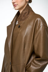 Bianca - Olive Leather Coat