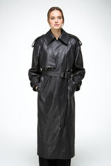 Arianna - Manteau en cuir Noir