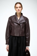 Alina - Dark Bordeaux Leather Jacket