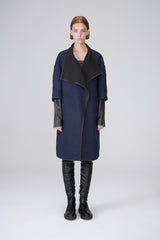 Perle - Navy Brown Wool Coat