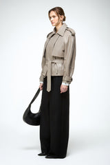 Serena - Beige Leather Jacket