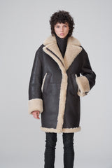 Brown Beige Shearling Coat