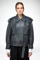 Lucia - Veste en cuir Anthracite