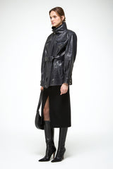 Chiara - Carbon Leather Coat