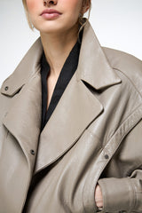 Clara - Beige Leather Jacket