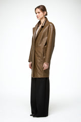 Bianca - Olive Leather Coat
