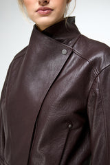 Alina - Dark Bordeaux Leather Jacket