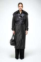 Arianna - Manteau en cuir Noir