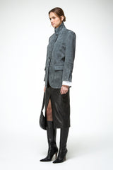 Caterina - Indigo Leather Coat