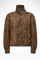 Maya - Veste en cuir olive