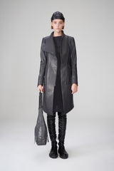 Anthracite Leather Coat