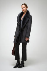VSP - Kristell - Toscana Anthracite Suede Shearling Coat