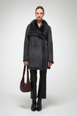 VSP - Kristell - Toscana Anthracite Suede Shearling Coat