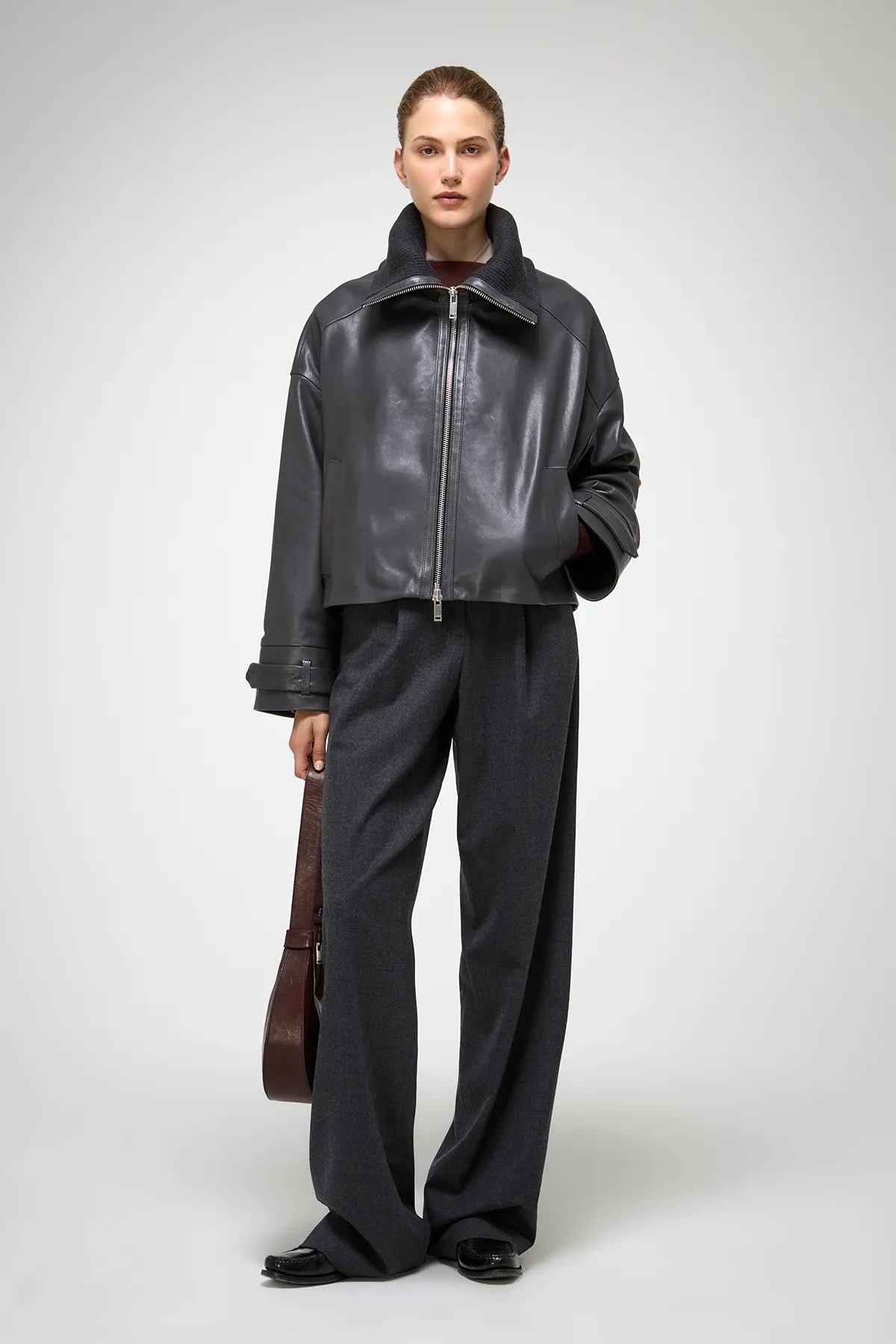 V S P - Olga - Anthracite Leather Jacket