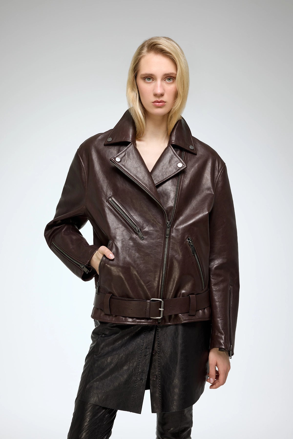 46美品 89AW C.P Company Tailored Leather V S P - Marielle - Brown Leather Jacket