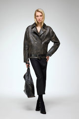 VSP - Marielle -Brown Anthracite Leather Jacket
