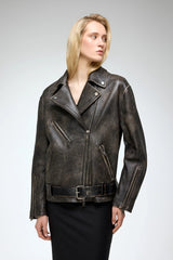 VSP - Marielle -Brown Anthracite Leather Jacket