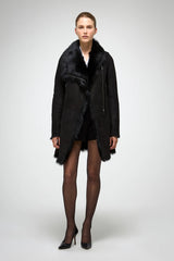 VSP - Kristell - Toscana Black Suede Shearling Coat