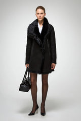 VSP - Kristell - Toscana Black Suede Shearling Coat