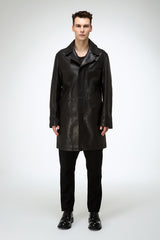 Tony - Black Leather Coat