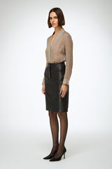 Mona - Dark Brown Leather Skirt