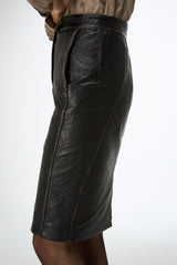 Mona - Dark Brown Leather Skirt