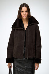 Pia - Dark Brown Shearling Jacket
