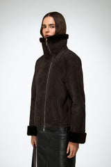 Pia - Dark Brown Shearling Jacket