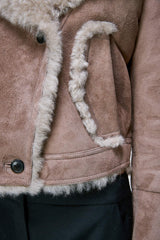 Ida - Stone Shearling Jacket
