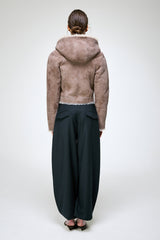 Ida - Veste en peau lainée pierre