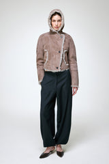 Ida - Stone Shearling Jacket