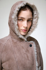 Ida - Veste en peau lainée pierre